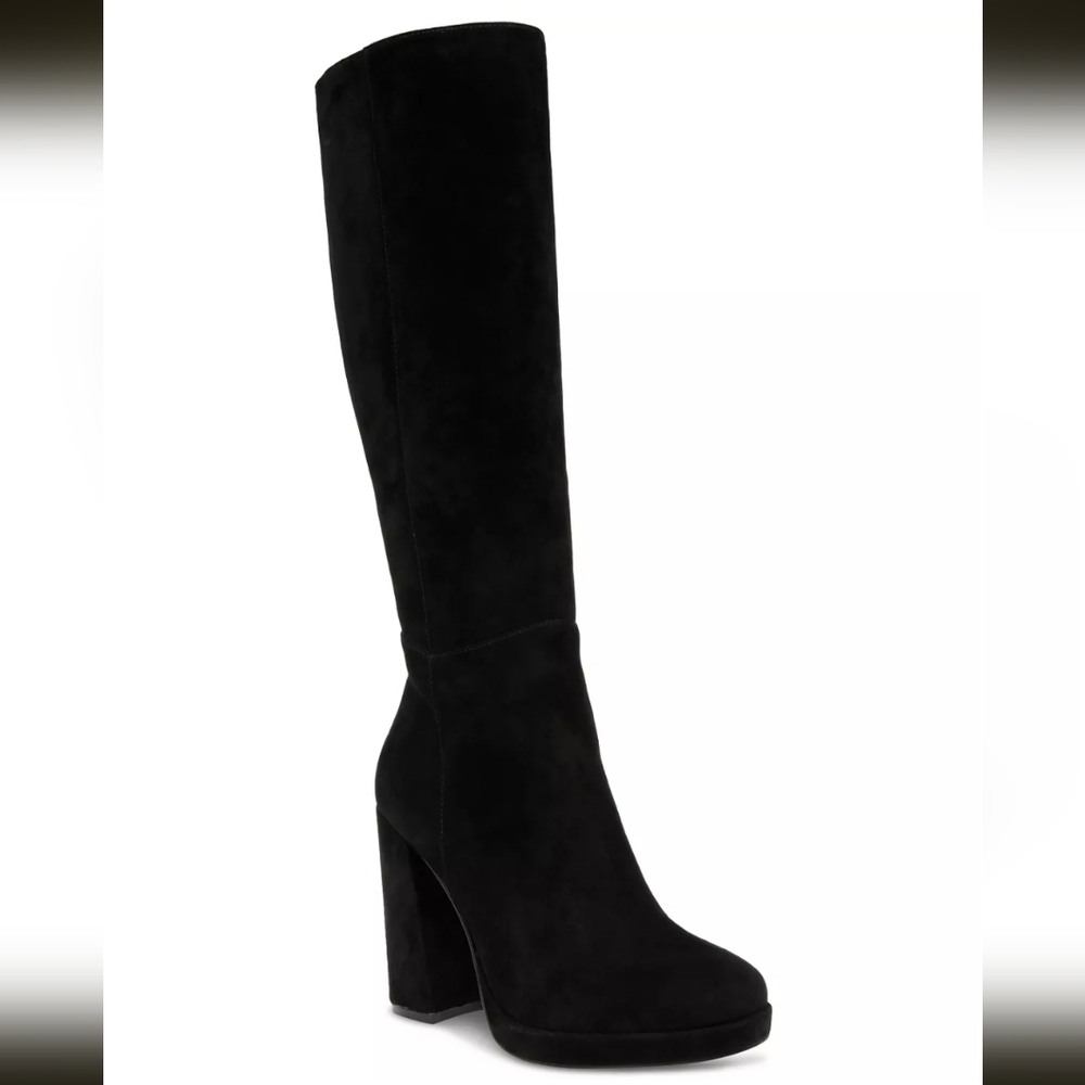 Steve Madden Marcello Black Leather Suede Platform Boots Size 9.5M